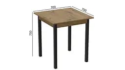 Стіл кухонний Ferrum-decor Дієго 75x70x70 Чорний ДСП Дуб Артізан 16мм (FRD-105709) - мініатюра 3