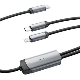 Кабель подвійний зі швидкою зарядкою Toocki PD100W Type C to Type C/Lightning 1.2 м сірий (14215) - мініатюра 2
