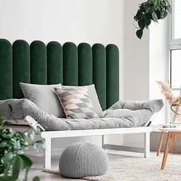Стінова панель, з закругленим краєм, оксамитове узголів'я ліжка, зелена 30*80*4 см