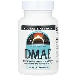 Бітартрат диметиламіноетанолу Source Naturals DMAE 351 мг 100 таблеток