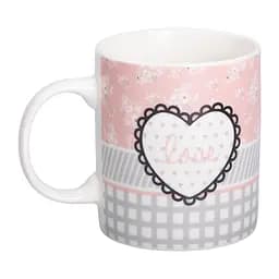 Чашка порцелянова Love 400 мл, сірий з рожевим Liling Rongxiang Ceramic RX-N240143GRE
