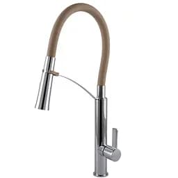 Змішувач для кухні TOPAZ MODERNO TMD-8817-H23-BG бежевий з гофро-гусаком та лійкою-душем