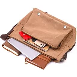 Велика сумка для ноутбука з клапаном із текстилю 21242 Vintage коричнева - мініатюра 7