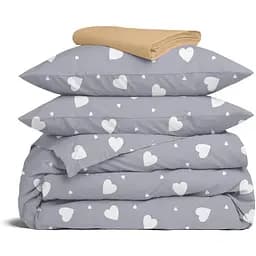 Комплект постільної білизни Cosas Calm hearts CS3 Сімейний графіт (CalmHearts_El180x30-06WarmSand_160x2)
