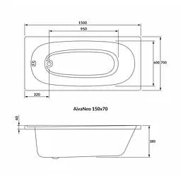 Ванна акрилова Volle Ava Neo 150x70 1229.001570 Білий - мініатюра 2