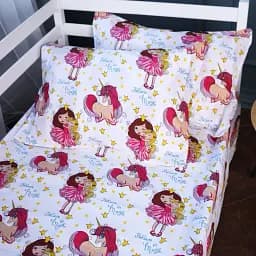 Простирадло Mirson на резинці Kids Time 17-0704 Принцеса та Єдиноріг 70х130 см бязь різнобарвне (2200010502886)