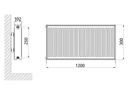 Радіатор сталевий Thermo Alliance IMAS 22 тип 300x1200 мм нижнє підключення (TAI223001200V) - мініатюра 2