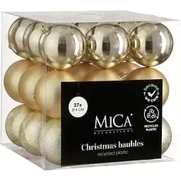 Набір ялинкових куль Mica Decorations шампань 8 см 27 шт. (1181981)
