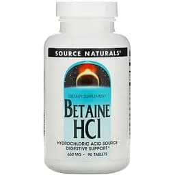 Аминокислота Source Naturals Бетаин HCI 650 мг 90 таблеток