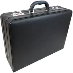 Большой дипломат Portfolio с расширением из эко кожи черный sum0028875