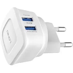 Мережевий зарядний пристрій LDNIO DL-AC66 Wall Charger 2 USB + кабель Iphone