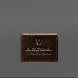 Шкіряна обкладинка для посвідчення учасника бойових дій (УБД) із кишенею для жетону темно-коричнева Crazy Horse - мініатюра 6