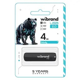 USB флеш накопичувач Wibrand 4GB Grizzly Black USB 2.0 (WI2.0/GR4P3B) - мініатюра 2