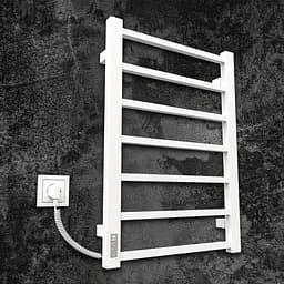 Электрический полотенцесушитель Kosser Лофт 700x500 EL тайм. белый ДЛФ01ELW, Белый матовый, Левое