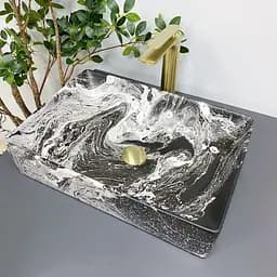 Умивальник VBI Latina dark marmo matt накладний VBI-013104, Чорний матовий