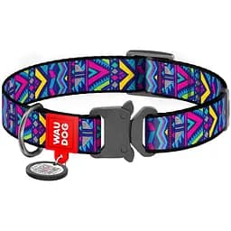 Ошейник для собак Waudog Nylon Инди, c QR паспортом, металлическая пряжка-фастекс, 35-58х2,5 см