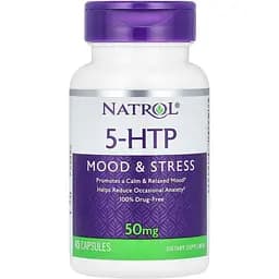 5-гідрокситриптофан Natrol Mood & Stress 5-HTP 50 мг 45 капсул