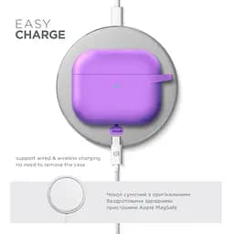 Силіконовий чохол для навушників Apple AirPods 3, Hang Case, фіолетовий, ультратонкий захисний кейс товщиною 2 мм, захист від подряпин, пилу та ударів, компактний, з карабіном для кріплення, ArmorStandart (ARM60317) - мініатюра 7