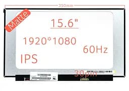 Матриця N156HCA-EAB екран для ноутбука 15.6" IPS 60Hz 1920×1080, матова, 30pin, Slim, narrow border 350mm 250 cd/m2, 89/89/89/89, 700:1 , Slim, 15.6", 1920x1080, 30pin, матова, 60Hz