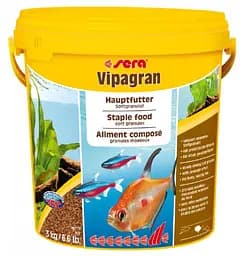 Сухий корм Sera Vipagran Nature для всіх акваріумних риб які харчуються у середніх шарах води гранули 10 л