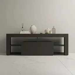 Тумба під телевізор Flamecame з 4 полицями та нішею з ДСП K-140 Антрацит