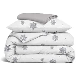 Комплект постільної білизни Cosas Snowflakes silver CS6 Підлітковий фланель срібло (Flannel_SnowflakesSilver_El90-38Shadow_155)