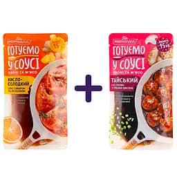 Набор соусов Приправка: Кисло-сладкий с имбирем и апельсином 140 г + Тайский терияки с грибами шиитаке 140 г