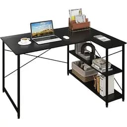 Комп'ютерний стіл Costway Adler L-подібний з полицями в стилі Loft чорний