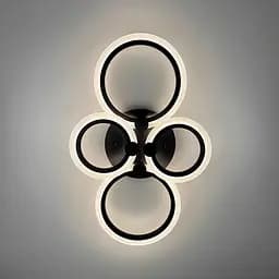 Світлодіодна чорна люстра Senta на 4 кільця 60х38 см з пультом Line F Арт. A2374 2+2 BR BK