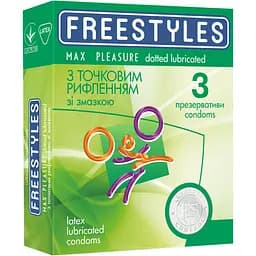 Презервативи Freestyles Max Pleasure точкові 30 шт. (10 упаковок по 3 шт.) (ROZ6400229474) - мініатюра 3