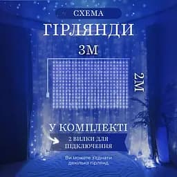 Гірлянда-штора світлодіодна 144 LED розмір 3*2 м, синій GarlandoPro ZWM2320LEDBL - мініатюра 27