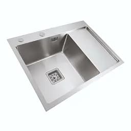 Кухонна мийка Platinum Handmade 650x500x230 L нержавійка (квадратний сифон 3,0/1,0), Нержавіюча сталь - мініатюра 3