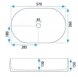 Умивальник Rea Alma 57x36 білий (REA-U0600), Глянцева - мініатюра 5