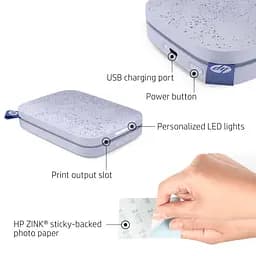 Фотодрукарка портативна HP Sprocket Purple 2"x3" 313x400dpi Zink 64MB Bluetooth колір фіолетовий (HPISPPR/HPISPR) - мініатюра 2
