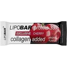 Батончик LipoBar Exclusive Protein Bar, 50 грам збагачений біоактивним колагеном Peptan - Вишня