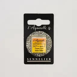 Акварельна фарба Sennelier, полукювета, S1, Індійський жовтий (Indian Yellow)