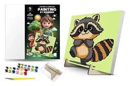 Картина за номерами Qbee Єнотик з дерев'яною підставкою 25x25 см QB900-024