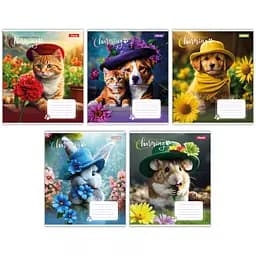 Зошити учнівські 18 аркушів клітинка 1B Charming companions, 25 шт. в упаковці