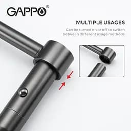 Змішувач для кухні Gappo G4398-51 з гнучким виливом, 2 режими, чорний, Чорний матовий - мініатюра 5