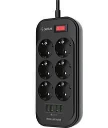 Подовжувач Gelius Pro PowerStrip G-Power GP-PS-002 6 ports 220 V/4 USB 3.4 A 2 m Black