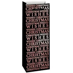 Пакет для бутылки Malevaro Bottle Xmas подарочный 13x8.5x36 см черный (WB20-49-1)