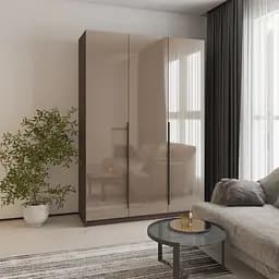 Шафа 3-дверна MebelStar Оскар Gloss BL-B, блок шухляд+полиці 150x52x220 см Дуб рістрето/Латте (MBS-5251)