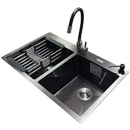 Комплект мийка + змішувач Romzha Arta U-730SD BL (C)