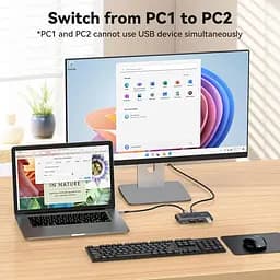 PVBCTCSID 10 Гбіт/с USB C-комутатор для двох ПК, спільне використання пристроїв USB C та A для миші, клавіатури, принтера - мініатюра 6