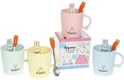 Кружка фарфорова "Rabbit" з кришкою та ложкою Bona Ø9 см kuh0009763 - мініатюра 4