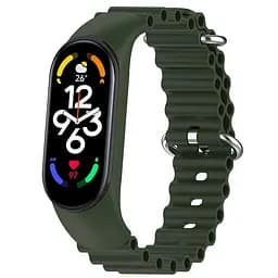 Ремешок Ocean Band для Xiaomi Mi Band 3/4/5/6/7 Зеленый / Dark Olive