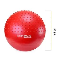 М'яч для фітнесу (фітбол) Cornix 65 см напівмасажний Anti-Burst Red XR-0478 - мініатюра 4