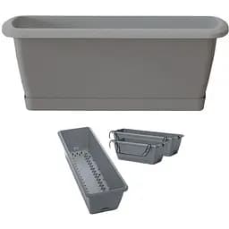 Балконный ящик Prosperplast Respana Easycare W, навесной, 600 мм, серый (63141-405)