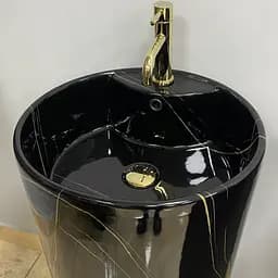Умивальник підлоговий VBI Bolonia M black marble VBI-019026, Чорний матовий - мініатюра 2