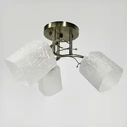 Бронзова люстра на 3 матових плафони з візерунком у корпусі Ø 50 см | Арт. 9321C/3 AB | Line F